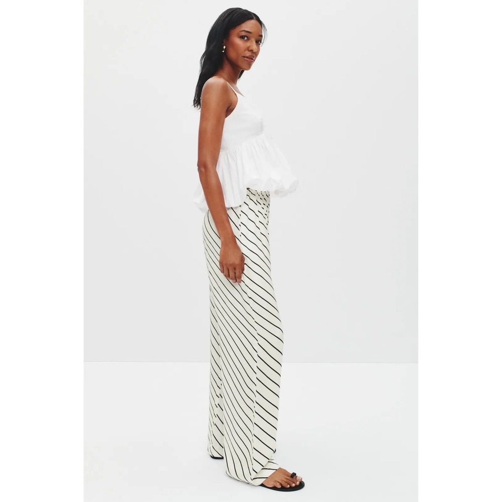 Summer Away Murcia White Black Diagonal Stripe Wide Leg Viscose Pants Size XS 2